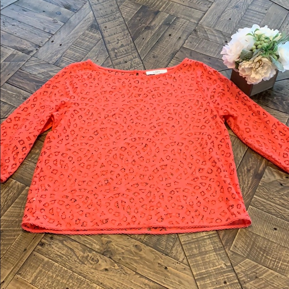 LOFT Coral Cutout Top Size L